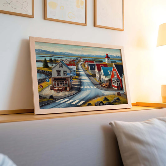Akranes Art Print - Iceland City Wall Art, Travel Poster, European Decor, Housewarming Gift, Unique Icelandic Landscape Artwork