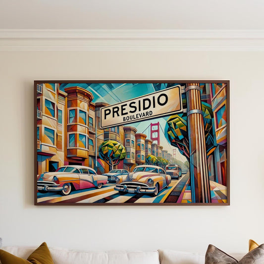 Presidio Boulevard Wall Art San Francisco Cubism Print California Travel Poster Unique Presidio Gift California Art Decor