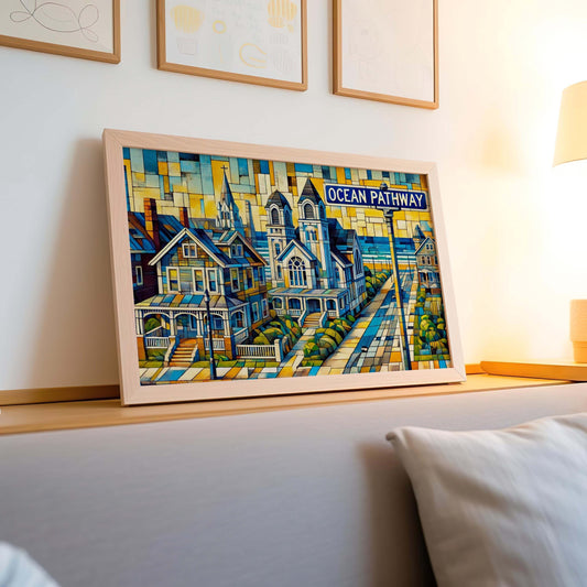 Ocean Pathway Print Coastal Wall Art Ocean Grove Travel Poster Jersey Shore Decor Housewarming Gift