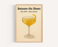 Between The Sheets Cocktail Print Vintage