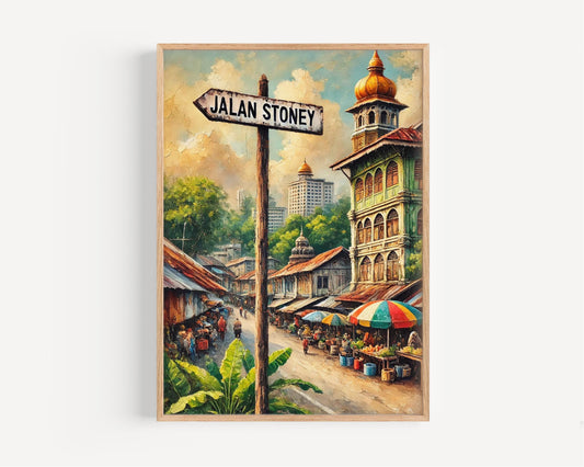 Jalan Stoney Wall Art, Bandar Seri Begawan Print, Brunei Travel Poster, Asian Artwork, Cultural Home Decor, Travel Souvenir