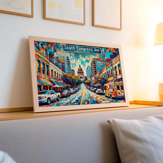 South Congress Ave Wall Art, Austin Travel Print & Poster, Texas Home Decor, South Congress Avenue Art, Housewarming Gift, Austin TX Gift