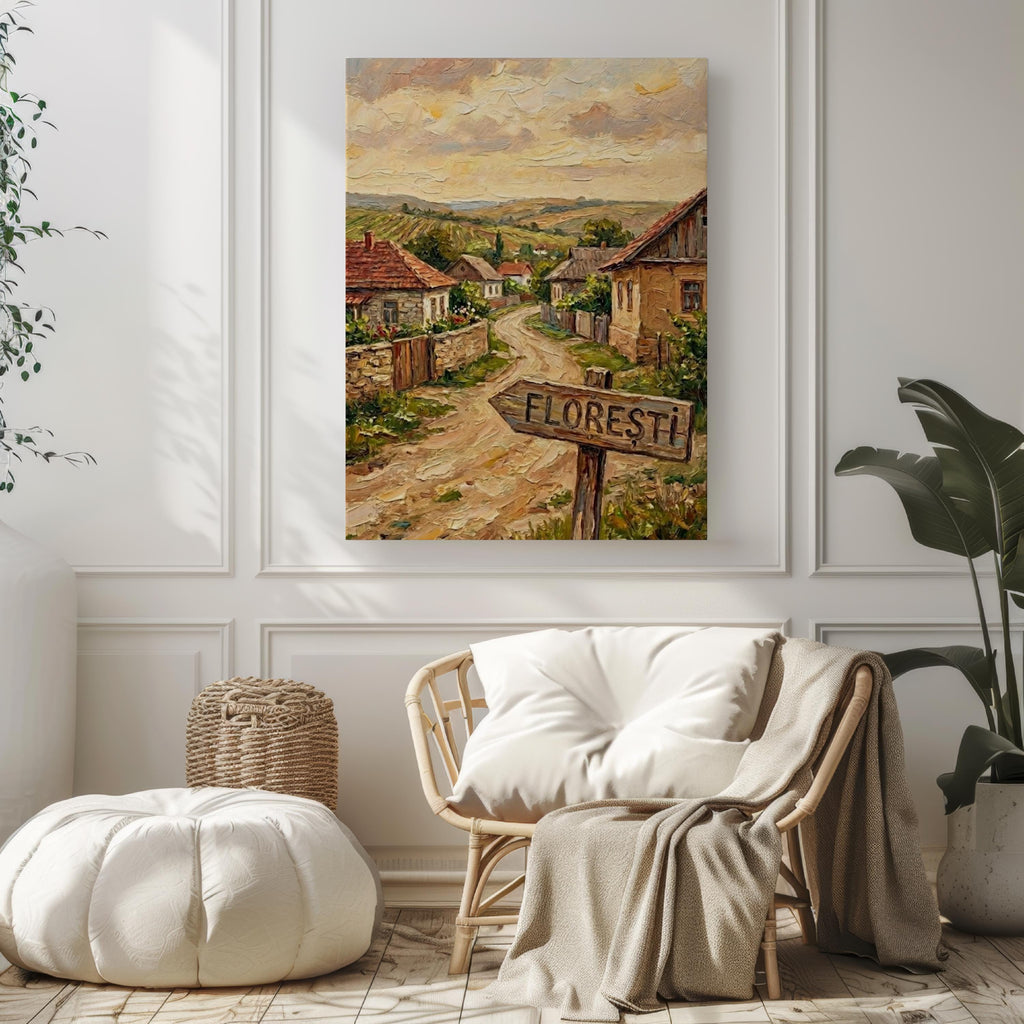 Florești Street Sign Art Print: Transylvania Romania Travel Poster Decor