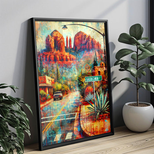 Wall Art Sedona Print Arizona Travel Poster USA Souvenir Artwork Housewarming Gift Southwest Desert Landscape
