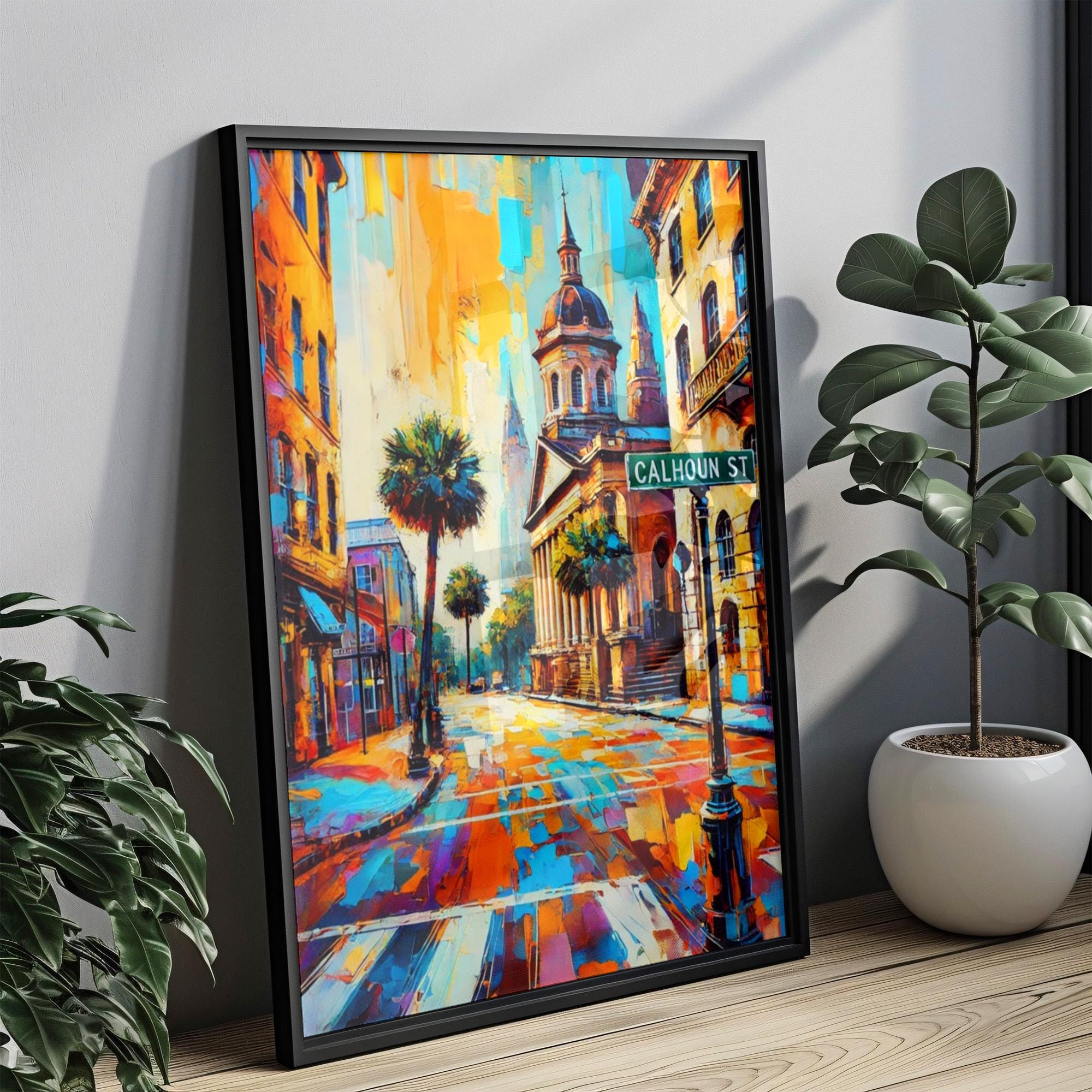 Calhoun Street Art Print - Charleston, South Carolina, USA