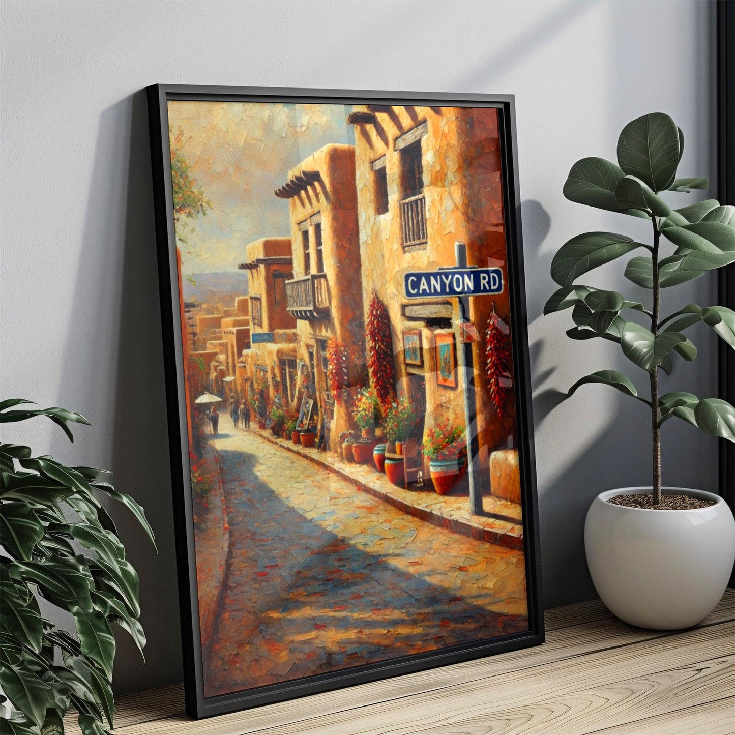 Canyon Road Print - Santa Fe Travel Art, New Mexico Wall Decor, Southwest Landscape Poster, Canyon Rd Souvenir Gift,Artistic Home Decoration