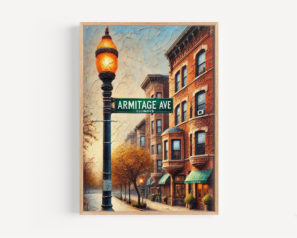 Armitage Street Sign Print: Chicago Lincoln Park Travel Poster