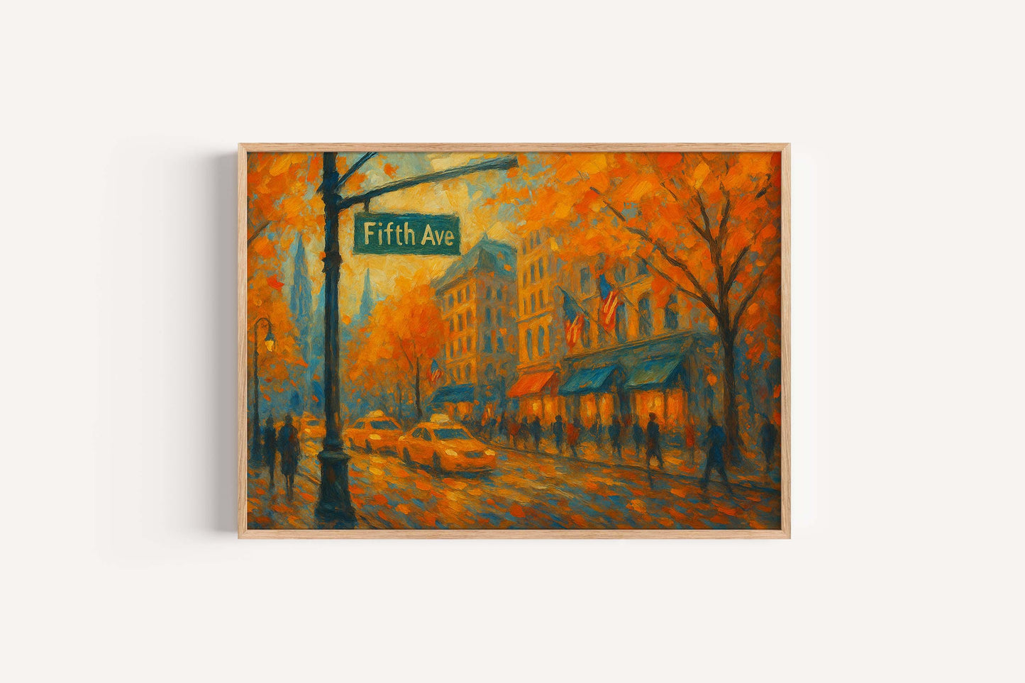 Fifth Avenue Fall Art Print – NYC Yellow Taxi Wall Decor
