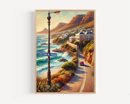 Victoria Road Wall Art Cape Town Print South Africa Travel Poster Coastal Scene Scenic Route Gift for Travelers Home Décor