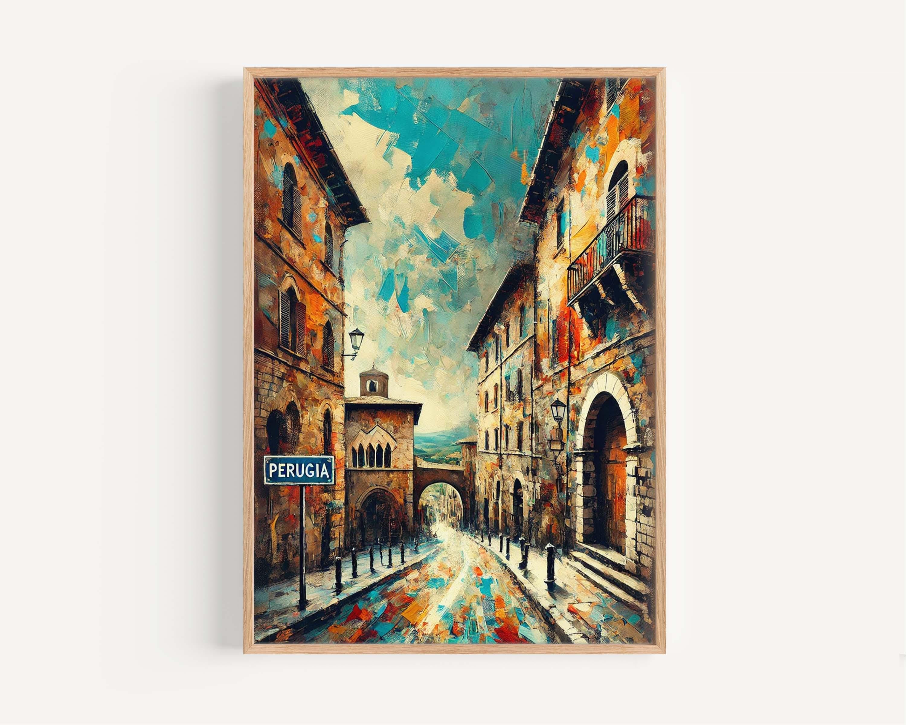Perugia Art Print - Italian Wall Art, Travel Poster, Perugia Artwork, Europe Gift, Housewarming Decor, Italy Travel Wall Decor