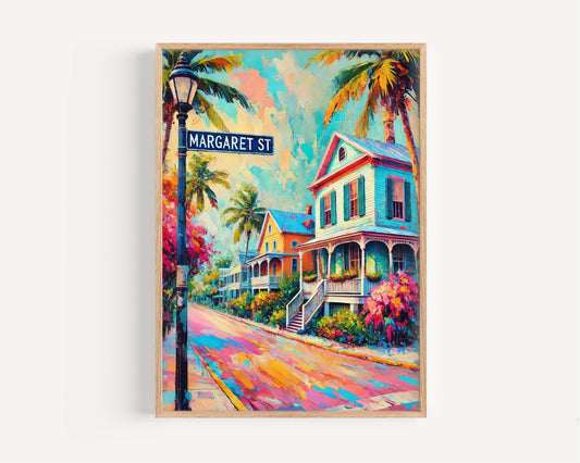 Margaret St Print - Key West Wall Art, Florida Travel Poster, Vintage Style Margaret Street Art, Housewarming & Florida Gift, FL Home Decor