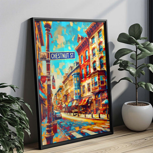 Chestnut St print Philadelphia Wall Art Travel Poster Philly Gift Pennsylvania Housewarming Decor