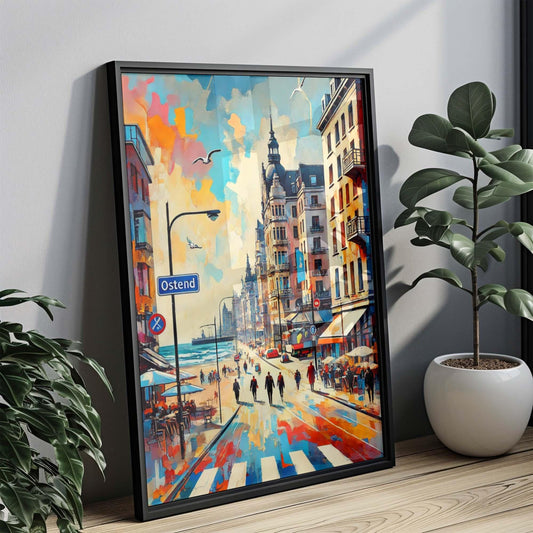 Ostend Art Print - Belgium City Travel Poster, European Wall Art, Housewarming Gift, Ostend Belgium Decor, Coastal Travel Wall Decor