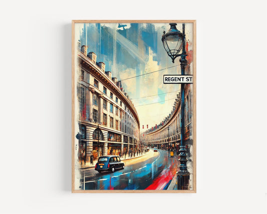 London Regent St Wall Art Print, Travel Poster, UK Artwork, Housewarming Gift, London Travel Print, Regent Street Decor