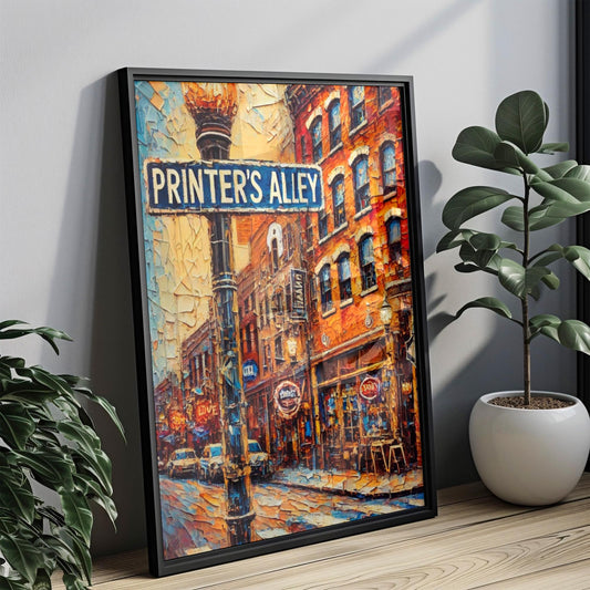 Printer’s Alley Nashville Wall Art | Tennessee Travel Poster | Nashville Decor | Music City Gift | Vibrant Cityscape Print