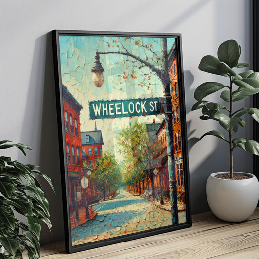 Wheelock Street Wall Art, Hanover NH Print, New Hampshire Street Sign Decor, Travel Poster, Cityscape Gift, Personalized Travel Souvenir