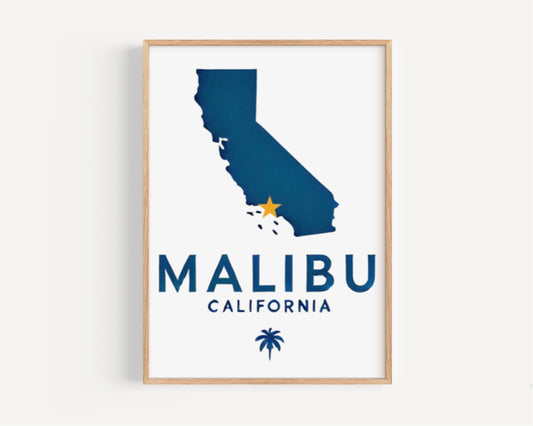 Malibu Wall Art Print - California Travel Decor, Beach Housewarming Gift, Malibu Souvenir & College Dorm Room Decor