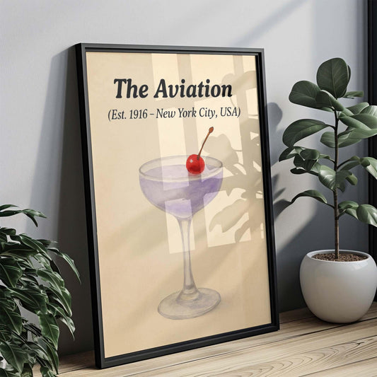 Aviation Cocktail Print: Vintage Bar Art Illustration