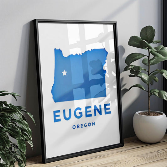 Eugene Wall Art Print - Oregon Travel Decor, Housewarming & College Gift, Unique OR Souvenir Home Decoration