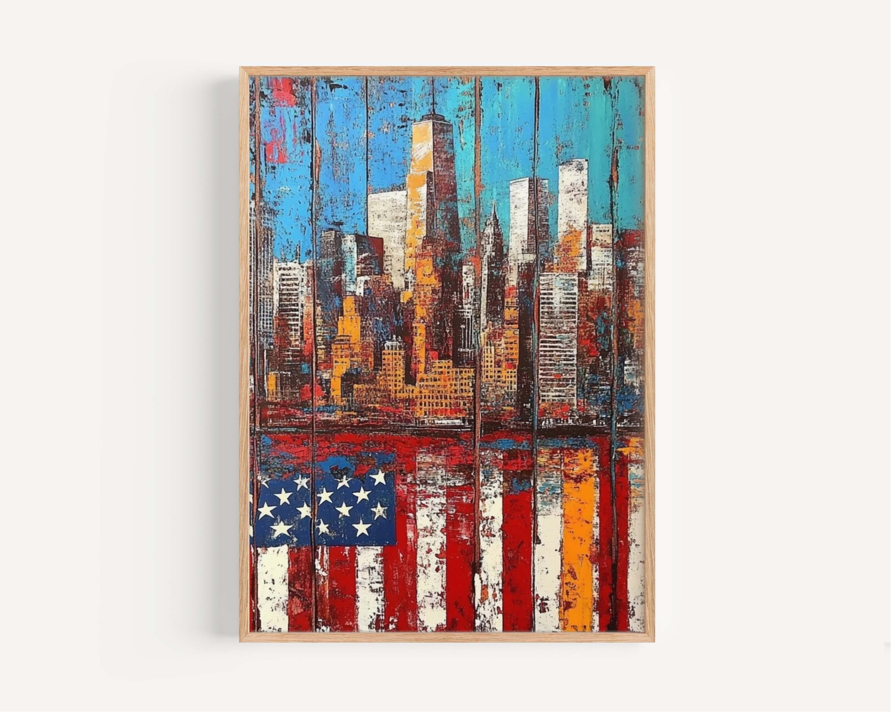 City Skyline Patriotic Wall Art - USA