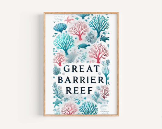 Great Barrier Reef Wall Art Print – Vibrant Ocean Marine Decor Travel Poster for Home, Office & Gift, Housewarming College Wall Art