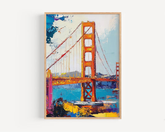 American Golden Gate Abstract Wall Art | Patriotic USA Poster | United States Independence Home Decor | Modern American Artwork