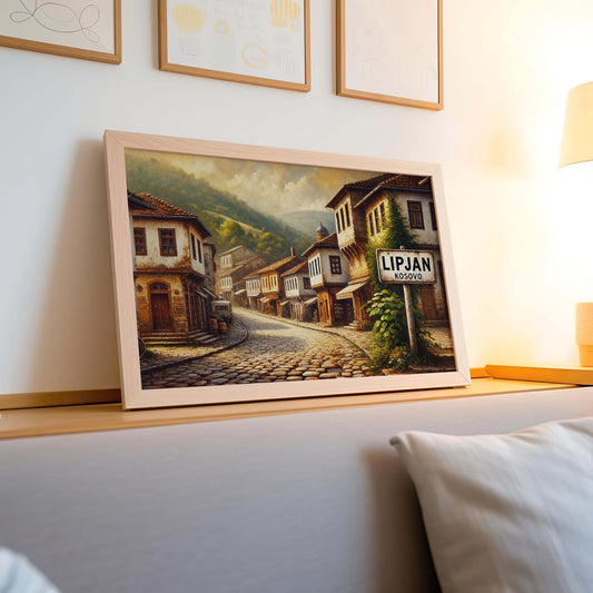 Lipjan Art Travel Poster - Kosovo City Wall Print, European Artwork, Housewarming Gift, Lipjan Map Decor, Travel Print for Home