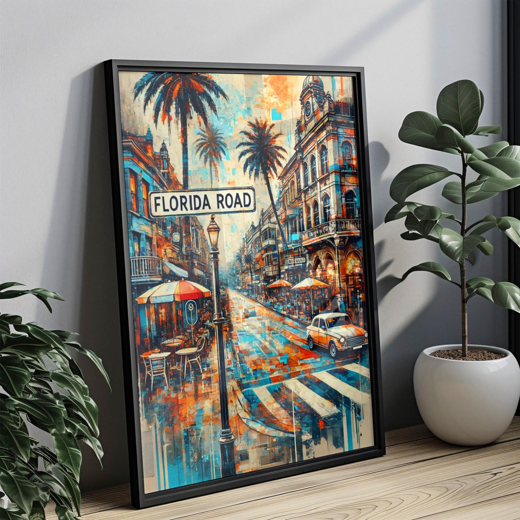 Florida Road Print Map - Durban, South Africa