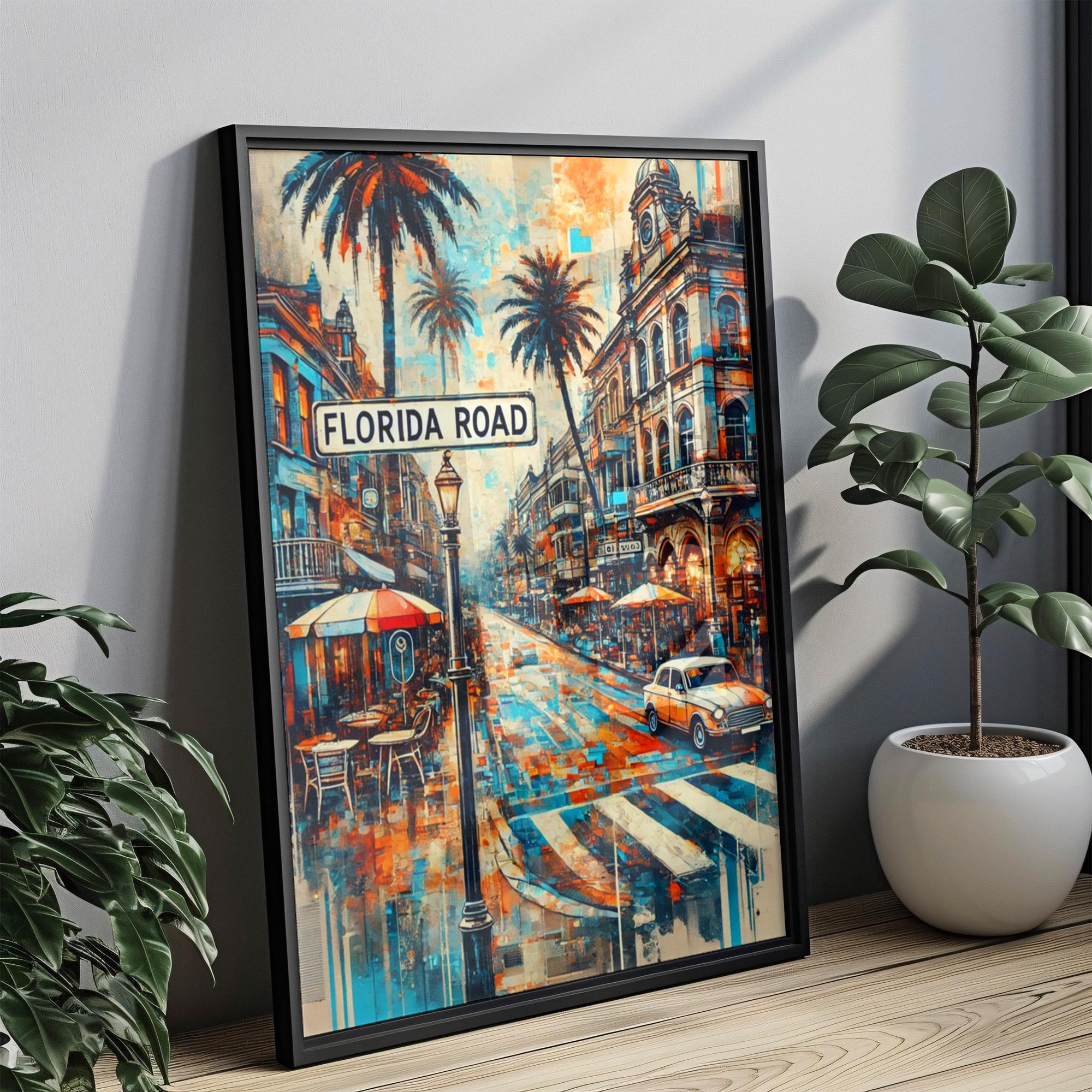 Florida Road Print Map - Durban, South Africa