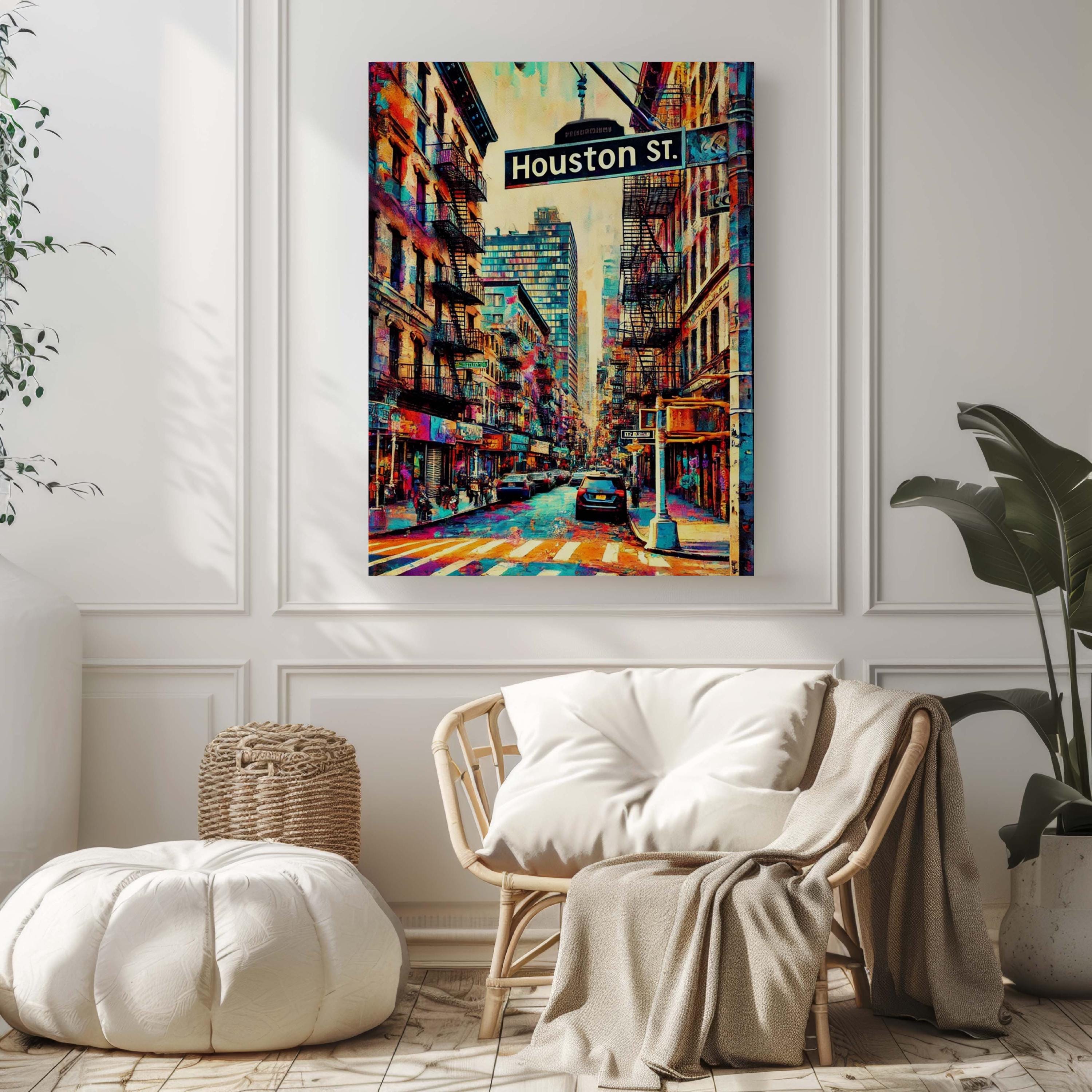 Manhattan Art Houston Street Wall Art, NYC Travel Print, New York Poster, Manhattan Gift, Housewarming & City Decor