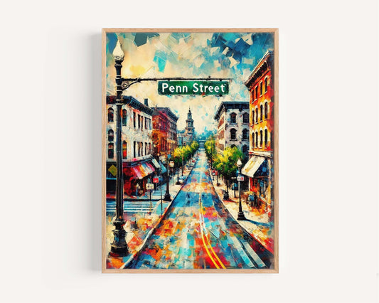 Penn St Print Reading Artwork Travel Poster Pennsylvania Wall Art Housewarming Gift Decor