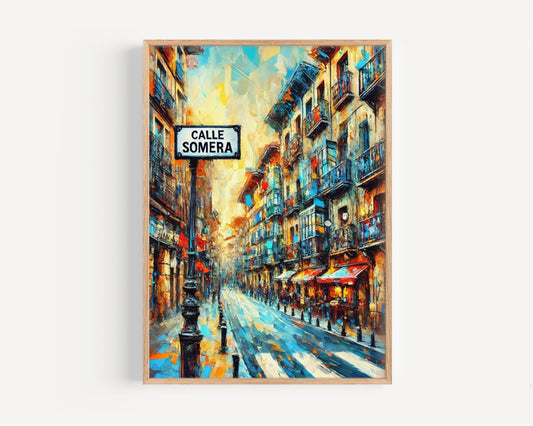 Bilbao Calle Somera Wall Art Print – Spanish Travel Poster, Bilbao Artwork, Housewarming Gift, Unique Spanish Decor, Travel Home Print