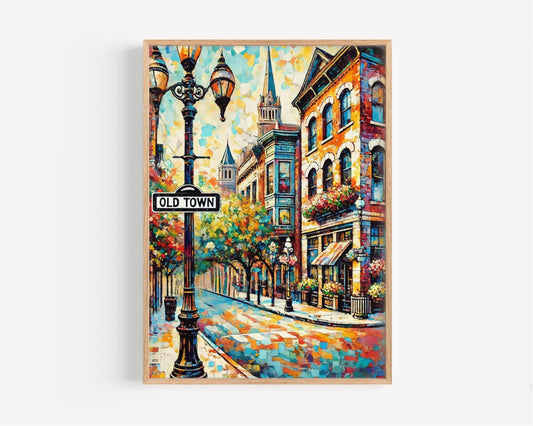 Chicago Old Town Wall Art Print – Vintage Travel Poster, City Decor, Housewarming Gift, American Art, Unique Chicago Gift, Travel Print