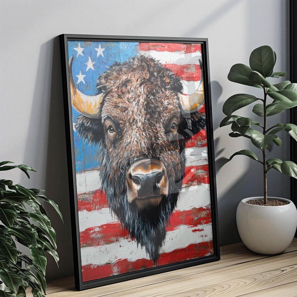 Patriotic Bison Poster Abstract - USA