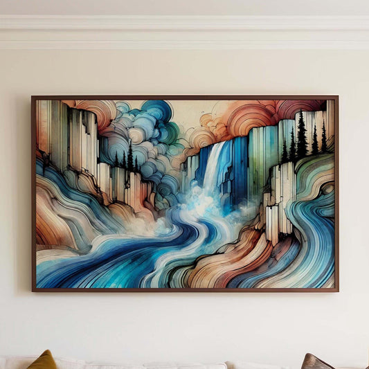 Nature Gift Waterfall Wall Art Print, Natural Stream Decor, Housewarming & New Home Family Art, Calm Nature Scene, Relaxing Home Decoration