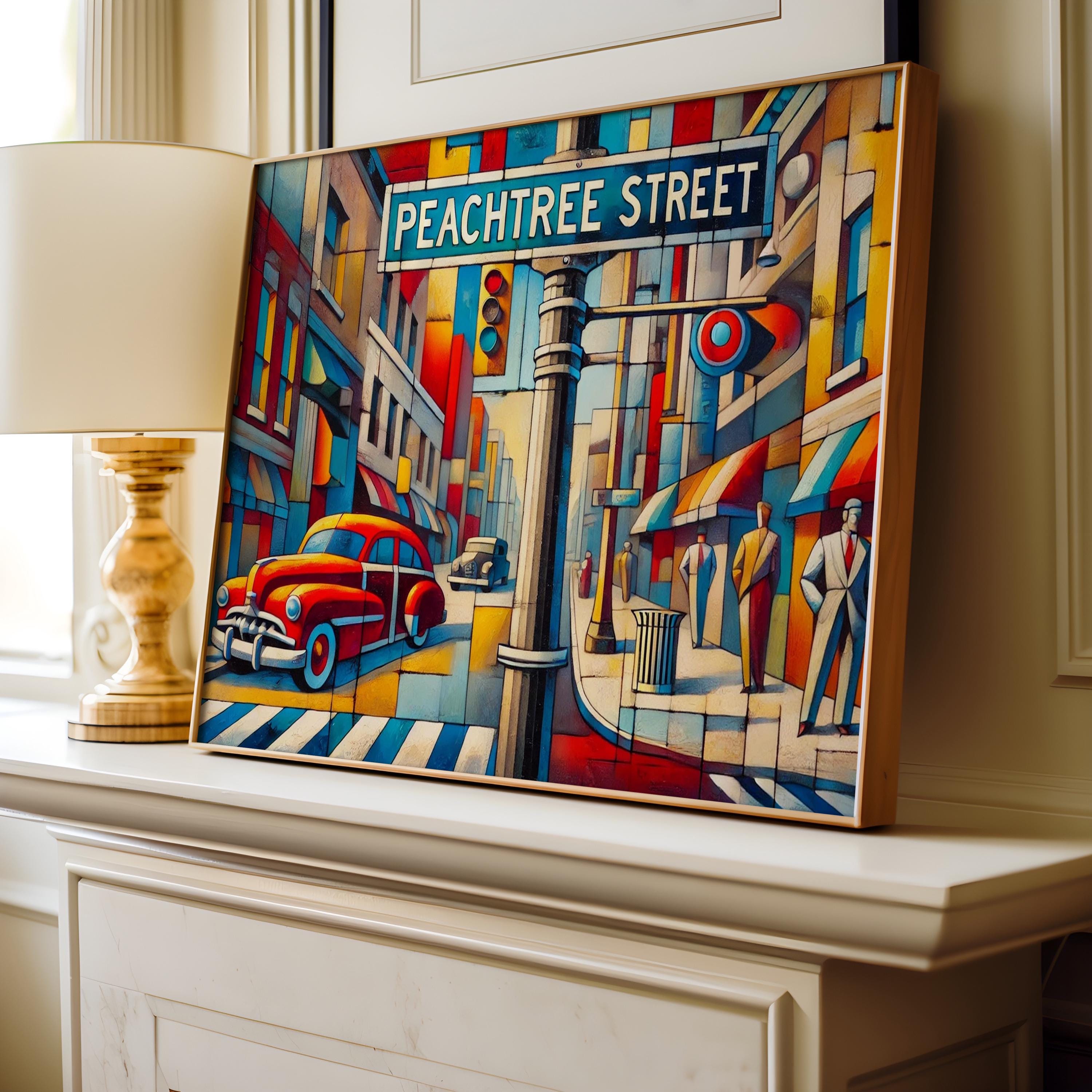 Peachtree Road Cubism Poster - Atlanta, Georgia, USA