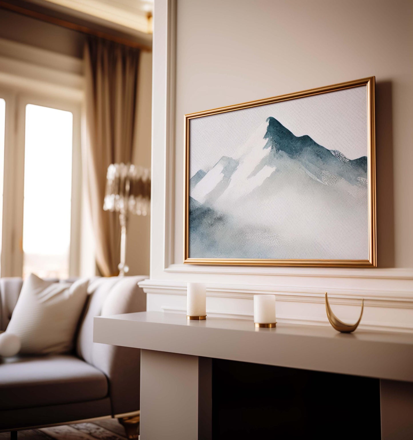 Nature Gift Mountain Wall Art, Snowy Print Nature Decor, Housewarming & New Home Family Art, Winter Landscape Print for Cozy Home