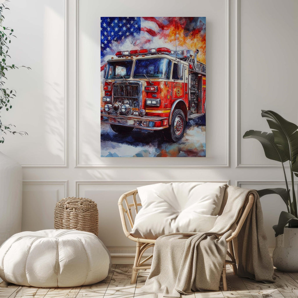 Firetruck Print Patriotic - United States