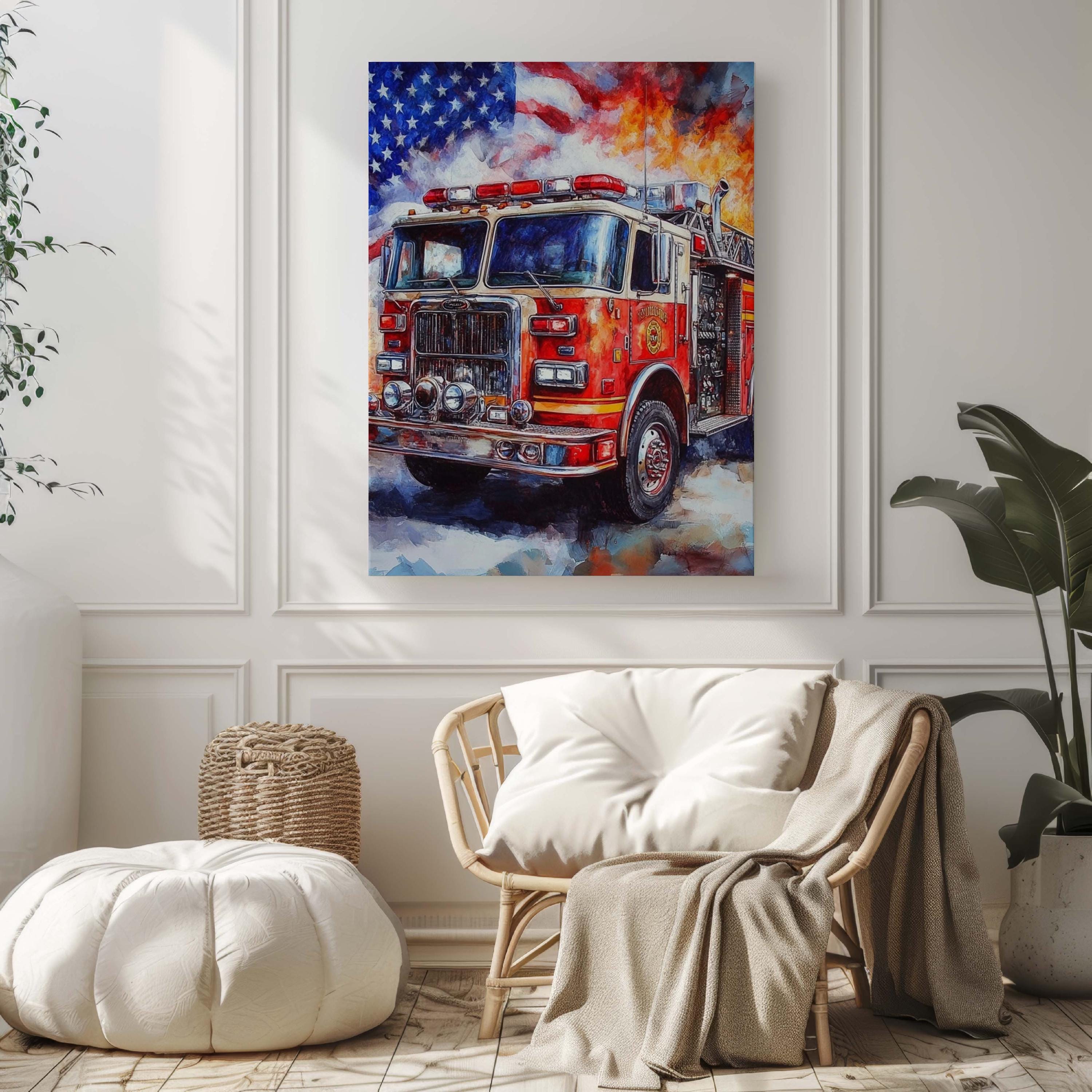 Firetruck Print Patriotic - United States