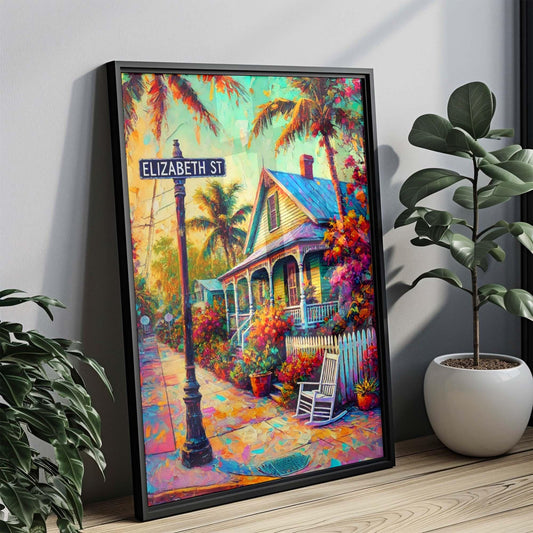 Elizabeth St Print Key West Wall Art Florida Travel Poster Tropical Home Decor Housewarming Gift