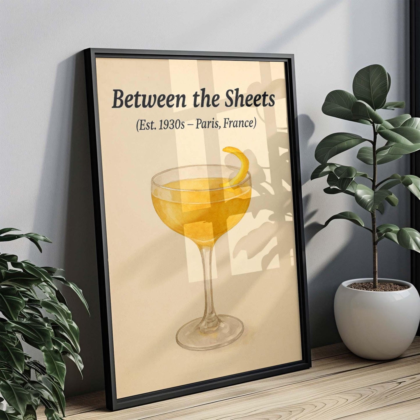 Between the Sheets Cocktail Print: Vintage Bar Wall Art