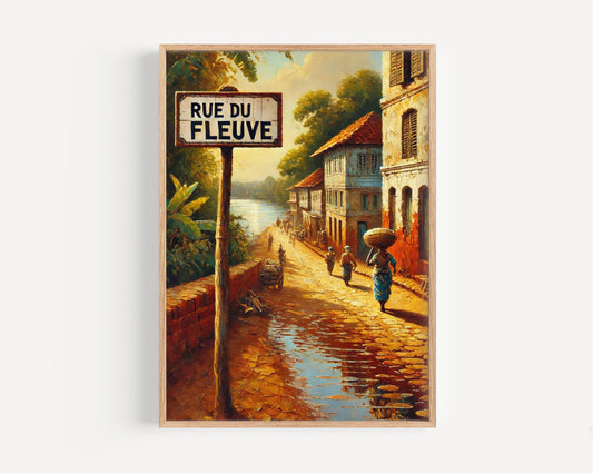 Rue du Fleuve Wall Art, Bangui Print, Central African Republic Art, Travel Poster, Cityscape Decor, African Travel Souvenir