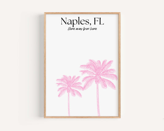 Naples Print Florida Wall Art, Travel Decor Gift for Home, College & Housewarming, Female College Gift, Tropical Naples Beach Poster