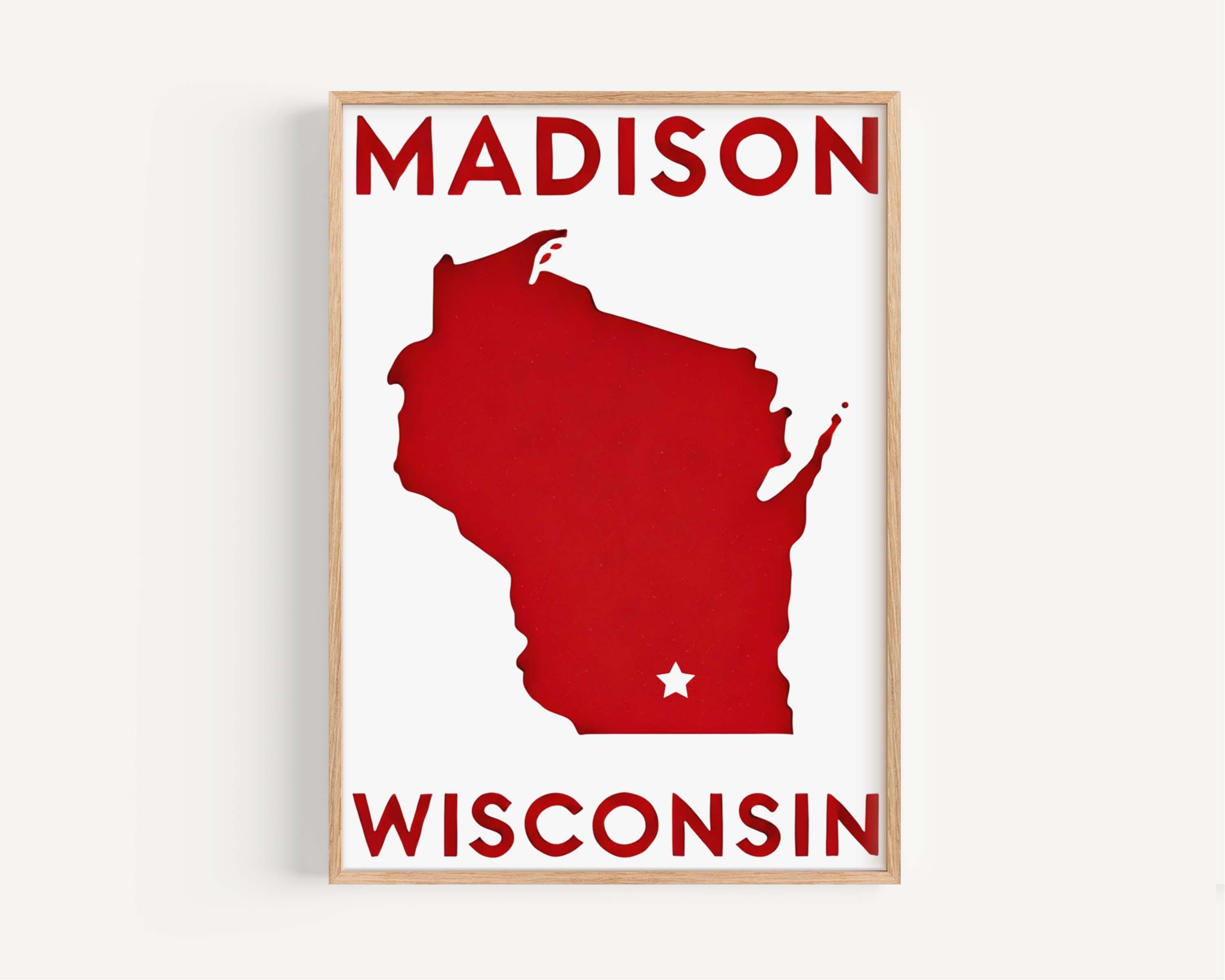 Madison Print Wall Art - Wisconsin Travel Poster, Wisco Home Decor, College Dorm Gift