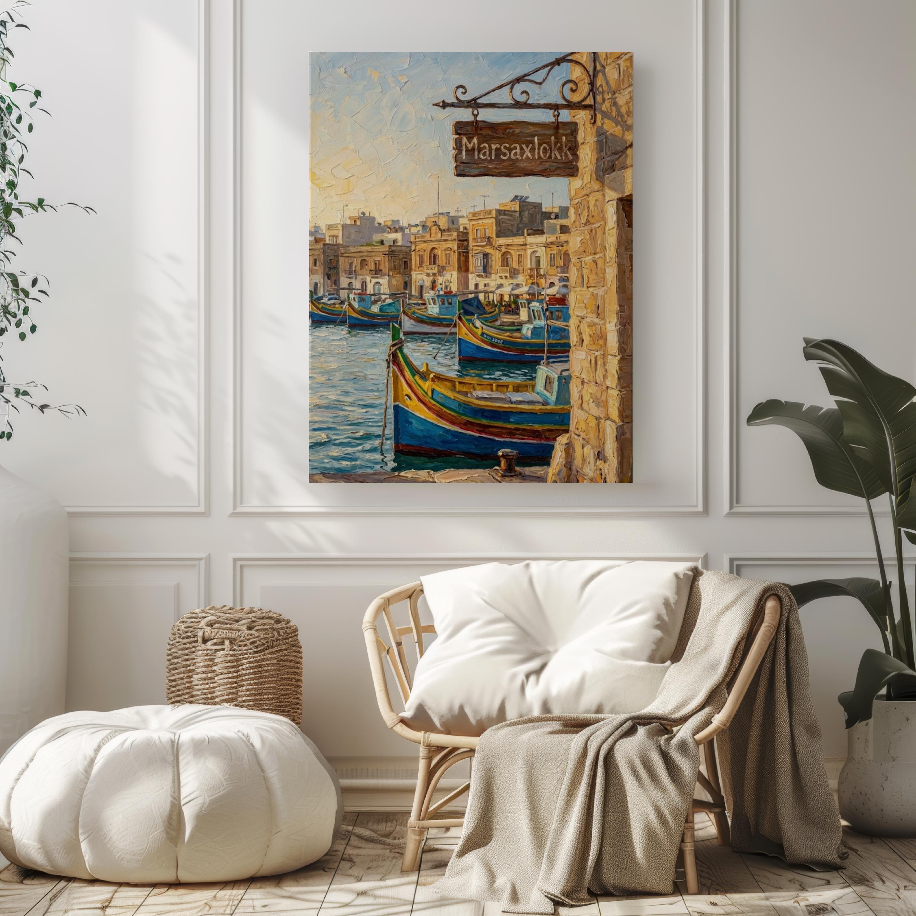 Marsaxlokk Street Sign Art Print: Malta Fishing Village Travel Poster