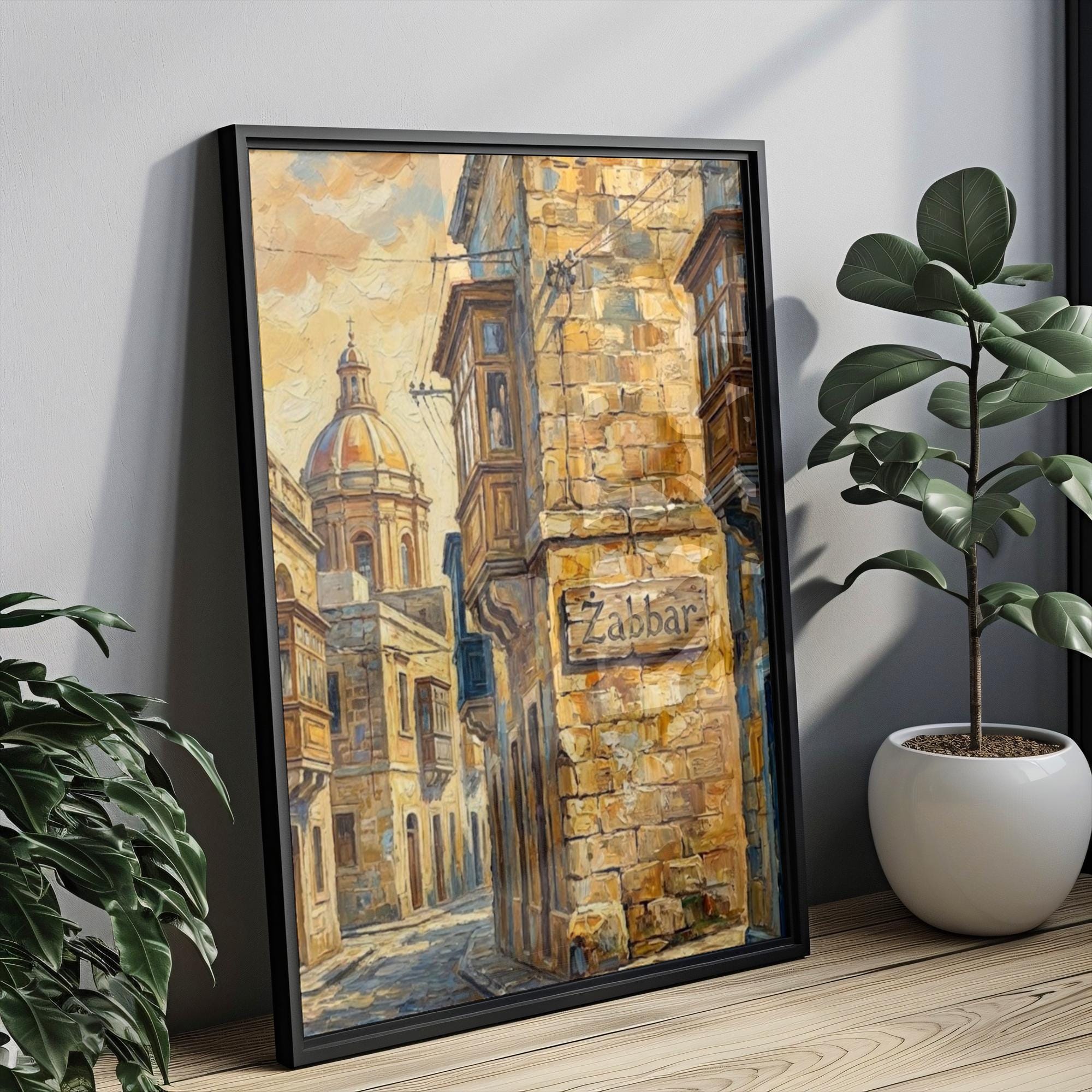 Zabbar Street Sign Art Print: Malta Historic City Travel Poster Decor