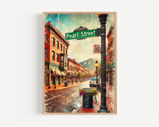 Pearl Street Boulder Colorado Art Print, Travel Souvenir