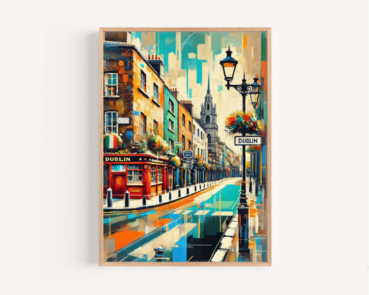 Dublin Art Print - Colorful Dublin Wall Art Travel Poster, Ireland Gift & European Artwork, Housewarming Decor