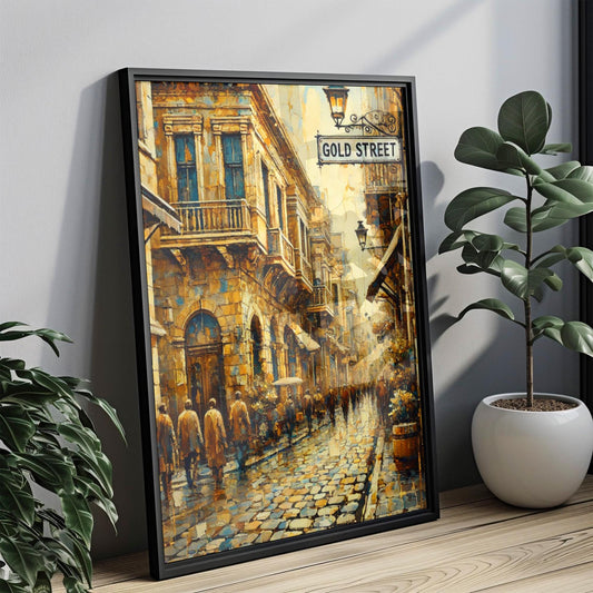 Gold Street Athens Wall Art, Greece Cityscape Print, Travel Souvenir, Vintage Street Sign, Greece Artwork, Vacation Gift, Fine Art Poster