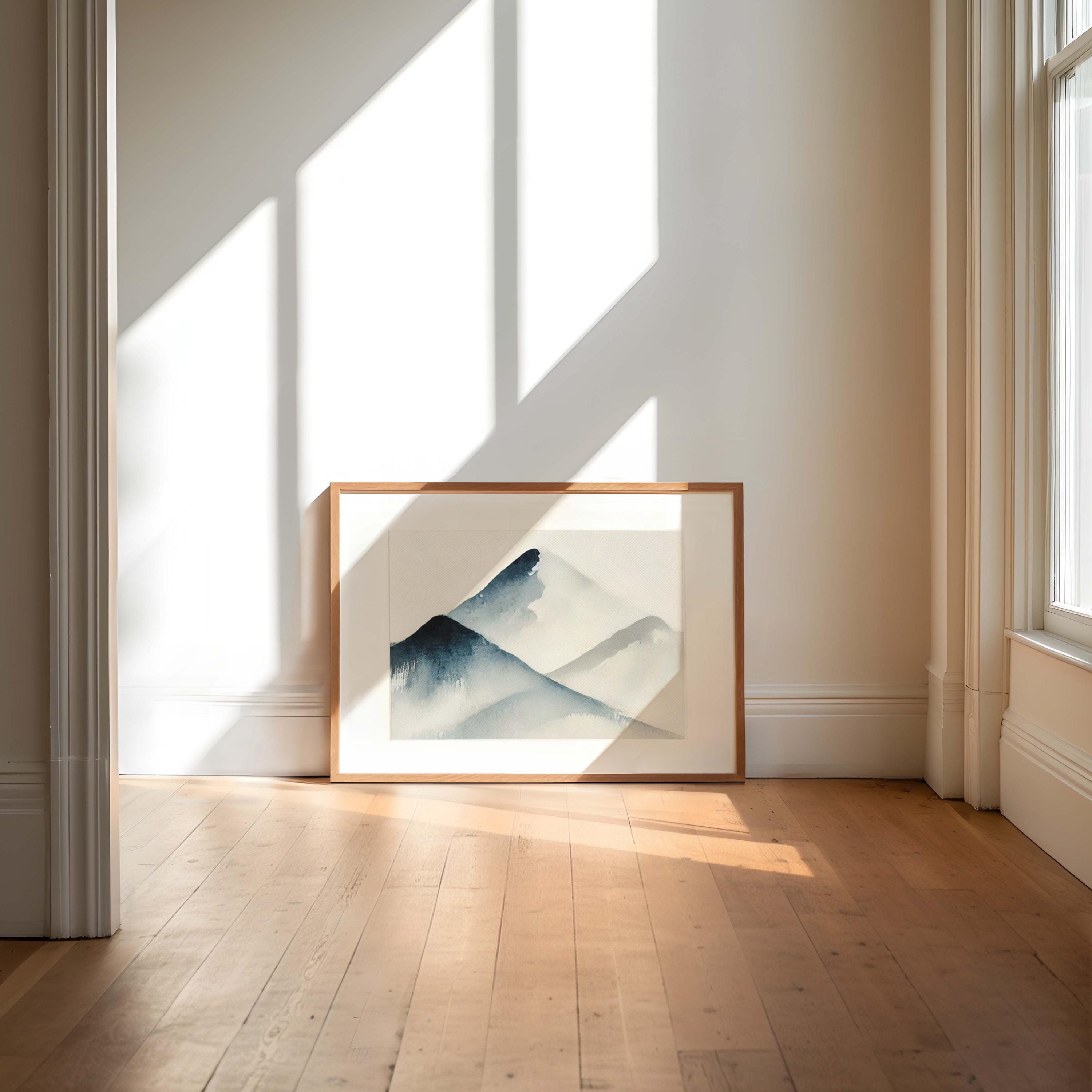 Snowy Mountain Print Winter Landscape